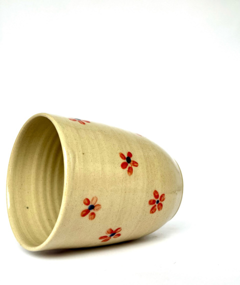 Duży kubek ceramiczny w kwiatki bez ucha Ok 400 ml Duży kubek ceramiczny w kwiatki bez ucha Ok 400 ml