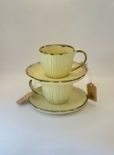 Ceramiczna, kremowa filiżanka ze spodkiem 200ml