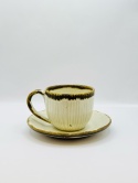 Ceramiczna, kremowa filiżanka ze spodkiem 200ml