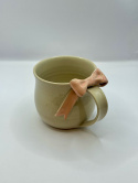 Uroczy, duży kubek ceramiczny z kokardką z jasnego różu ok 400 ml
