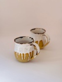 Espresso 120 ml z brązową lamówka, częściowo szkliwiony