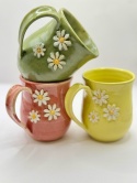 Kubek ceramiczny 250 ml różowy ze stokrotkami