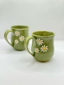 Kubek ceramiczny 250 ml zielony ze stokrotkami