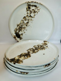 Marmurkowy talerz ceramiczny obiadowy , toczony na kole garncarskim, ok 24 cm