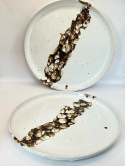 Marmurkowy talerz ceramiczny obiadowy , toczony na kole garncarskim, ok 24 cm