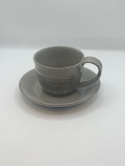 Szara filiżanka ceramiczna ze spodkiem ok 200 ml.