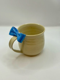Uroczy, duży kubek ceramiczny z niebieską kokardką ok 400ml