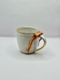 Uroczy kubek ceramiczny z różowa kokardką i złoceniem ok 300ml