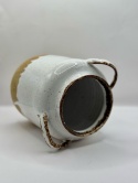 Wazon ceramiczny z uchami 16 cm biało-beżowy nakrapiany