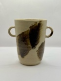 Wazon ceramiczny z uchami 15 cm brązowo-beżowy