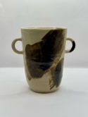 Wazon ceramiczny z uchami 15 cm brązowo-beżowy