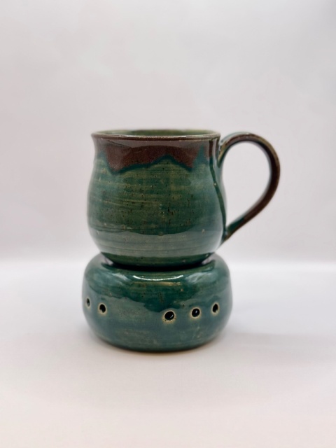 Zielony kubek ceramiczny z podgrzewaczem ok 350ml Zielony kubek ceramiczny z podgrzewaczem ok 350ml