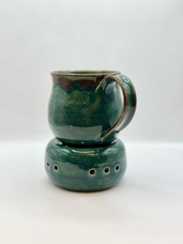 Zielony kubek ceramiczny z podgrzewaczem ok 350ml