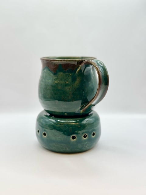 Zielony kubek ceramiczny z podgrzewaczem ok 350ml Zielony kubek ceramiczny z podgrzewaczem ok 350ml