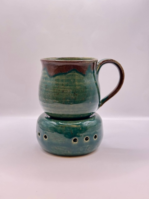 Zielony kubek ceramiczny z podgrzewaczem ok 350ml Zielony kubek ceramiczny z podgrzewaczem ok 350ml